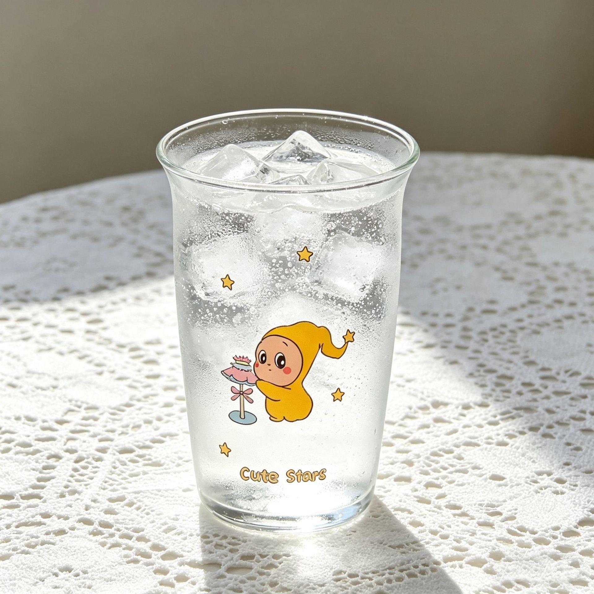 Colorful Graffiti Letter Glass Cup - High Borosilicate, Large Capacity for Water, Juice, or Milk 460ml
