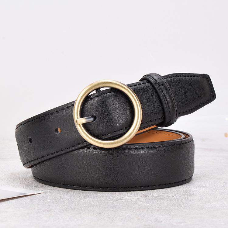 Women'S Jeans Belt Women'S Leather Casual Cowhide Belt Thin And Simple