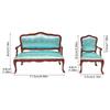 Elegant Blue Floral 1:12 Scale Miniature Sofa Armchair Model Figurine Double Couch For Doll House Scene Setting Furniture
