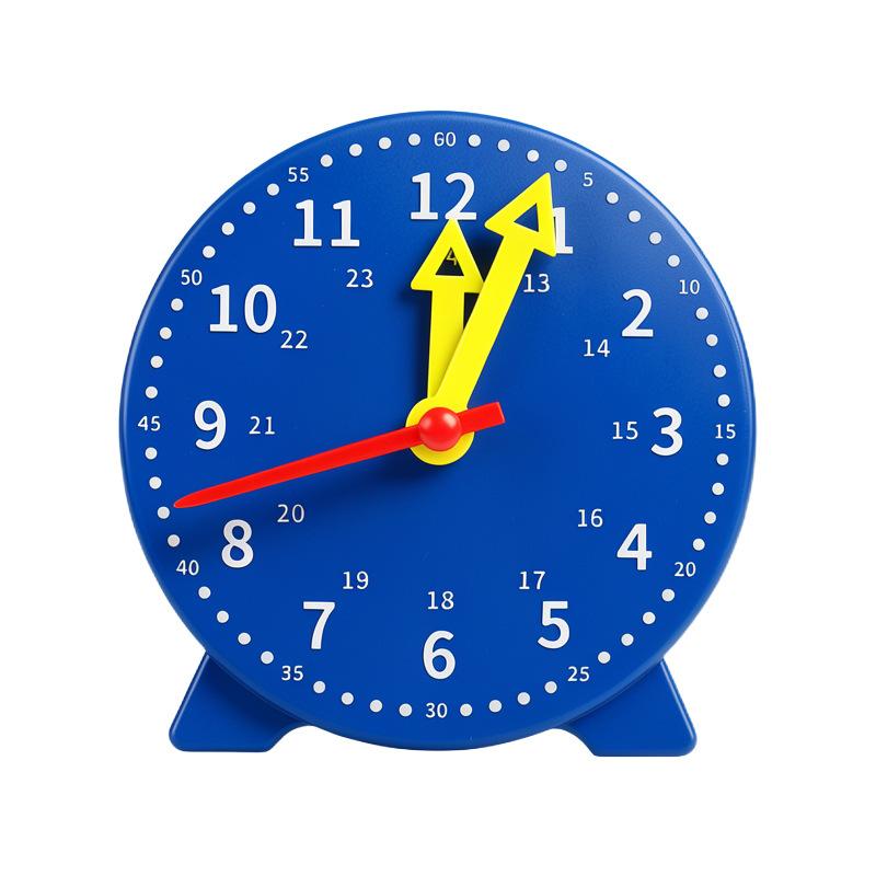 Clock Model Teaching Aid for Primary School Students To Recognize The Time on A Clock with Three Hands. Children s Teaching Toy of Clock Model. синий