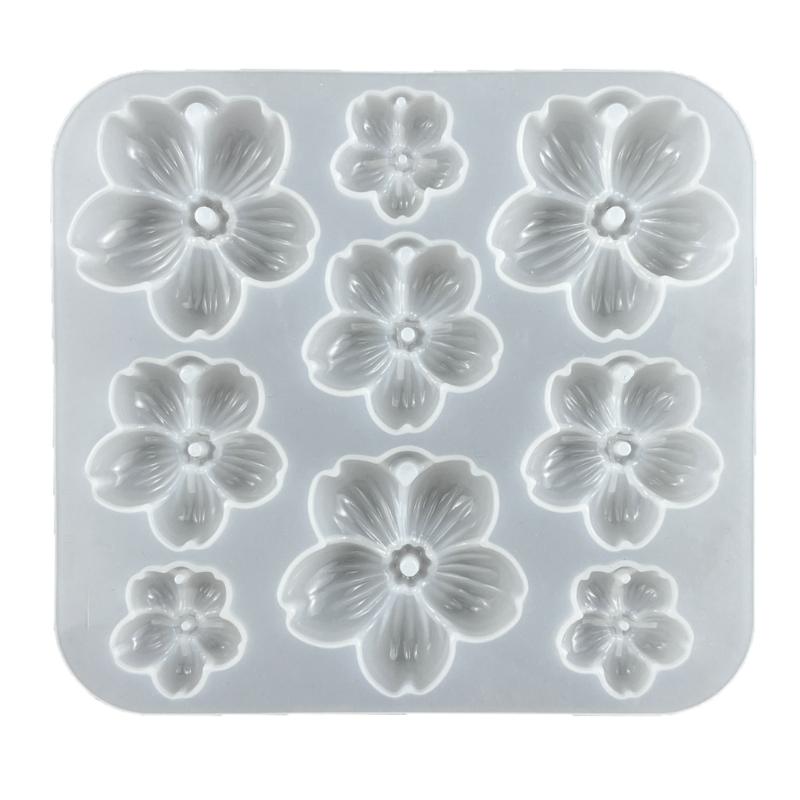 Five Petals Flower Silicone Mold Cherry Flower Epoxy Casting Mold Fragrant Gypsum Resin Mold for Car Pendant Ornament