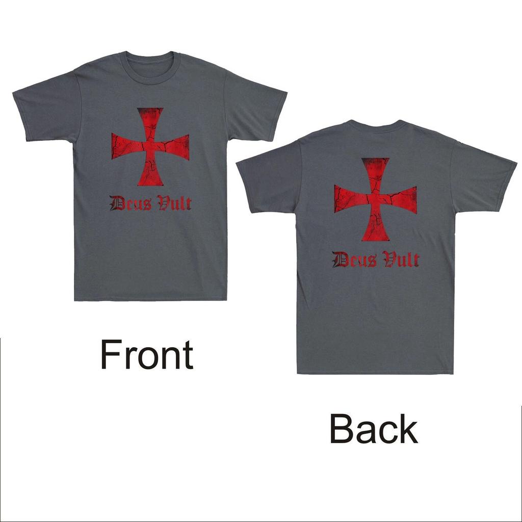 New Deus Vult Knights Templar Cross Crusader Front &Back Print Vintage Men Tee High-end Luxury Is for Both Men and Women Top Y2k