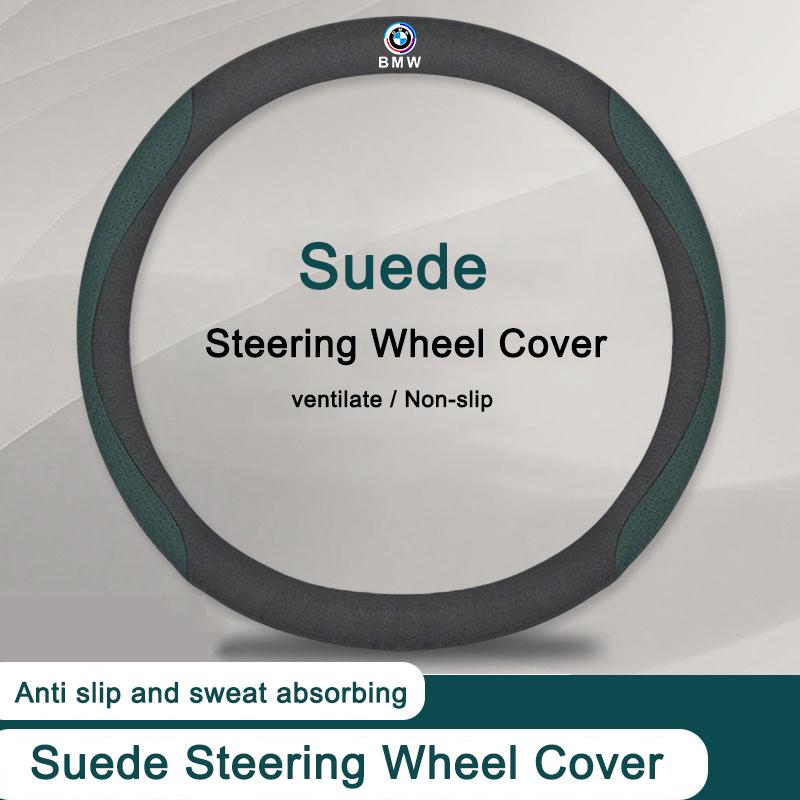 BBKS3 Suede Leather Car Steering Wheel Cover Anti-slip For BMW F30 F10 E90 F20 E46 E60 E92 E91 E28 X3 X1 X2 E70 E39 E36 X7 Accessories