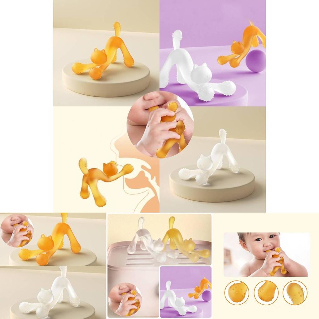 Cute Cat Teething Toy For Babies Made Of Safe Silicone Material