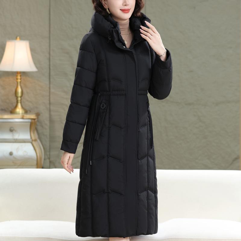 Plus Size XL-5XL Middle Age Women Long Coats Winter Parkas Hooded Thick Warm Elegant Women's Jackets