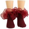 Girls Puffy Lace Socks Kids Combed Cotton Ruffled Trim Solid Ankle Socks Baby Girl Skirt Outfit Accessories