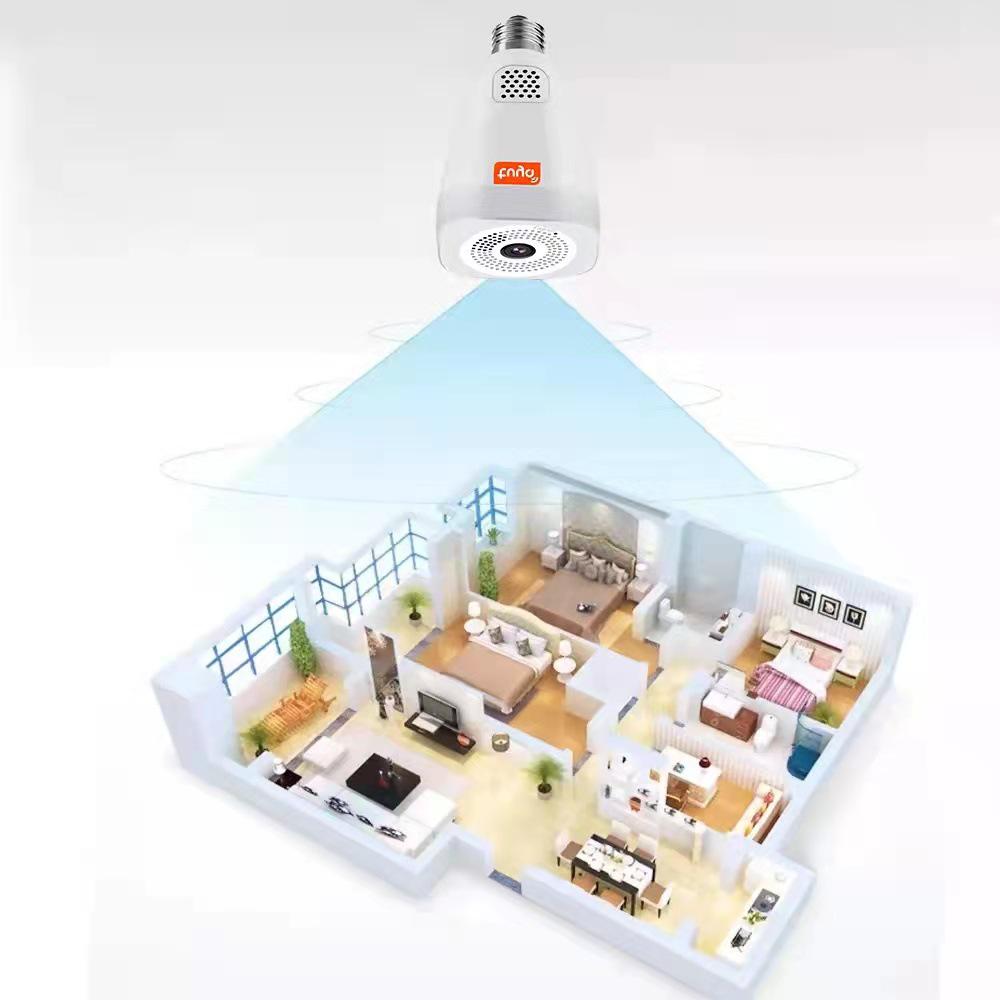 Tuya Smart 360° VR Panoramic Camera with E27 Lamp Holder - Dual Light Source Wireless Home Camera