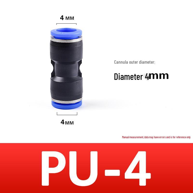 Quick-Connect Pneumatic Air Tube Coupler PU Sizes 4-12, Straight Through, PBT Plastic