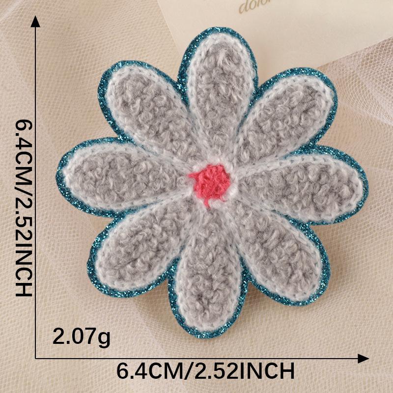 Chenille Heart & Flower Embroidery Patch with Adhesive Backing