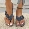 Exquisite Damen Keilsandalen mit Blumendekor, lässige Zehensteg-Flip-Flops mit dicker Sohle, bequeme Sommer- und Frühlingssandalen