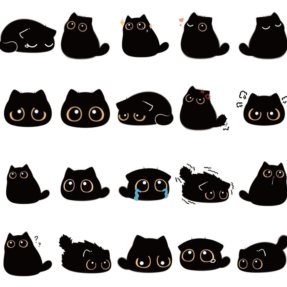 10/20/40pcs Kawaii Cute Cartoon Black Cat Stickers Funny Graffiti Decals DIY Water Bottle Phone Suitcase Sticker Decoration Toy
