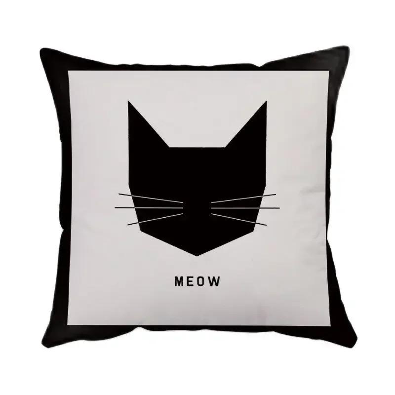 Cartoon Cat Print Pillowcase 50X50Cm Modern Simple Decorative Pillowcase Office Sofa Seat Bedroom Home Decoration Cushion Cover