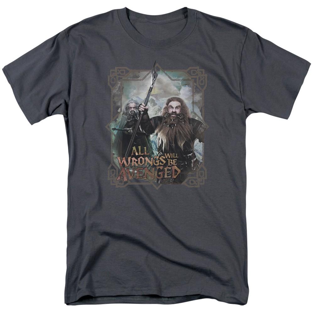 The Hobbit - Wrongs Avenged - Adult Unisex Short Sleeve T-Shirt - Gray L