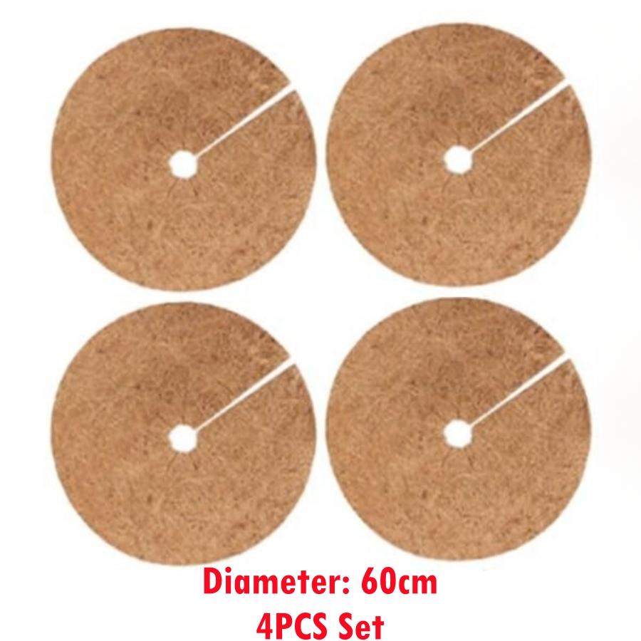 20/30/45/60Cm 4Pcs Natural Coco Coir Fiber Tree Mulch Ring Protector Organic Mat For Indoor Outdoor Disc Plant Cover Flower Pot