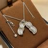 New Vintage 100% Pure 925 Sterling Silver Necklaces Glossy Shell Pave Aaa Zircon Peanut Pendant For Women Luxury Design Jewelry