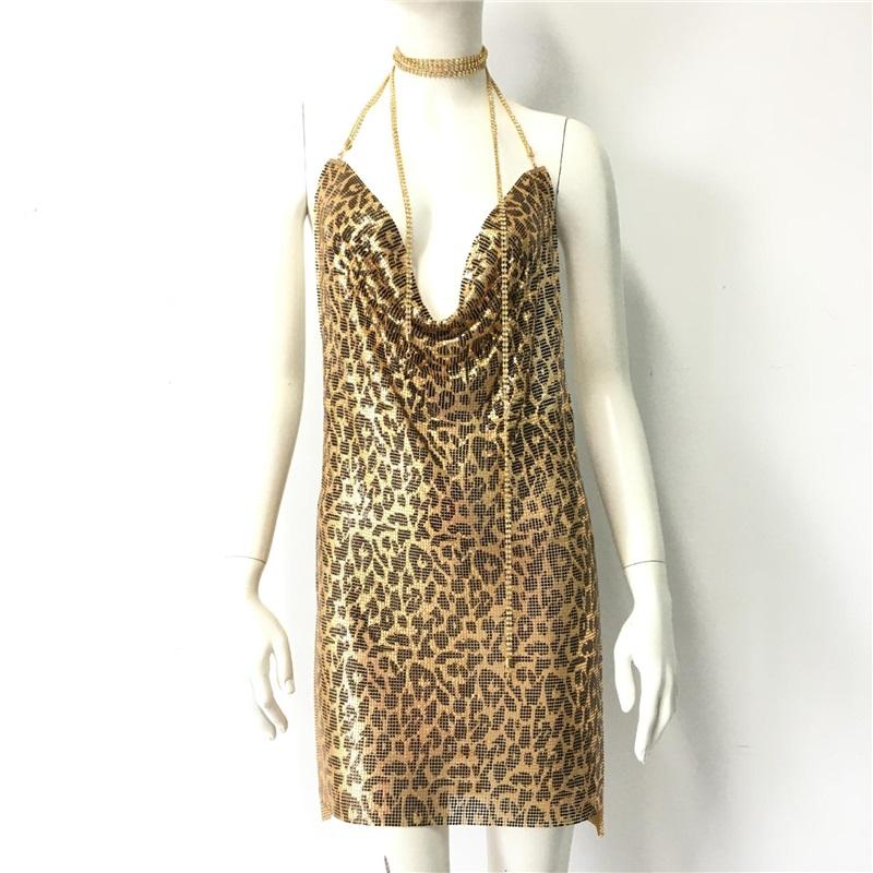 European And American Women's Metal Sequined Dress Sexy Sweet And Spicy Dress Rhinestone Suspender Skirt Women