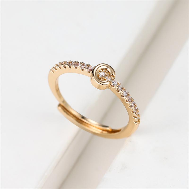 1 ks Zlatá barva 26 anglických písmen CZ Zirkonové otevírací prsteny Nastavitelné prsteny Šperky