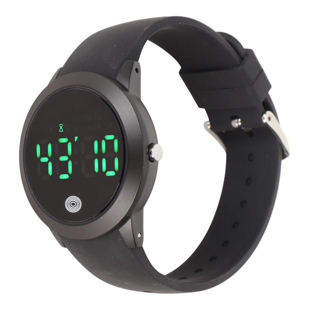 Digital Waterproof Watch Multifunctional Stylish Color Touch Screen Countdown Timer 12 24 Hours Sports Watch Black