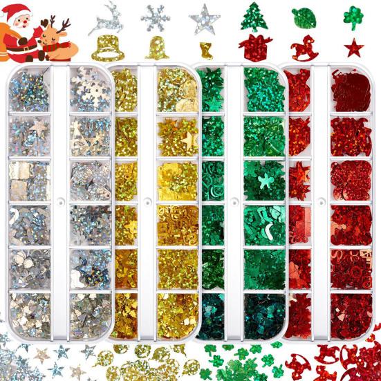 1 Box Nail Sequins Ultra-Thin Bright Color Mix Shape Wide Application Easy To Apply Decorative PET