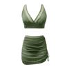 Costume da bagno da donna con reggiseno imbottito, sexy, con perizoma in rete e lacci, alla moda e separato, senza reggiseno in acciaio