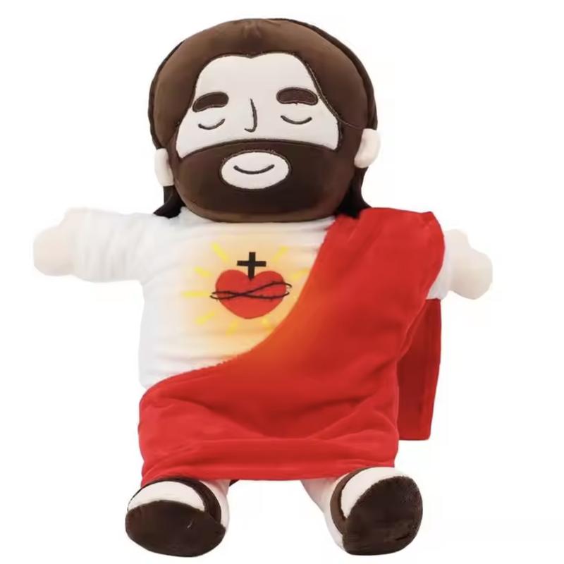 

Officially Jesus Plush Breathing Soothing Jesus Stuffed Animal Heart of Jesus Toy Savior Doll for Church Sunday School Religious Easter Gift for Kids