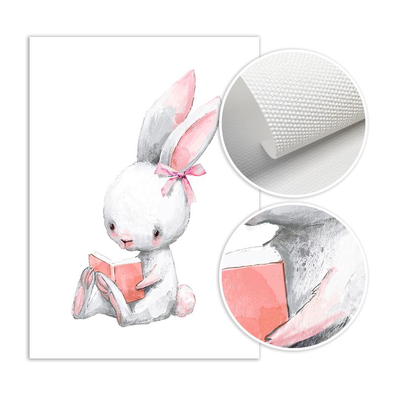 Diligent Bunny Watercolor Animal Cartoon Wall Art Canvas Painting Nordic Poster Pictures For Nursery Girl Bedroom Decor