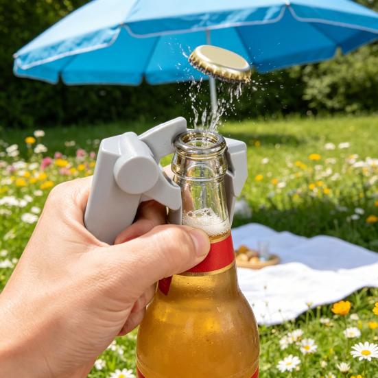 Single-Hand Bottle Cap Shooter Bottle Opener Tool 2-in-1 Can & Portable Bottle Cap