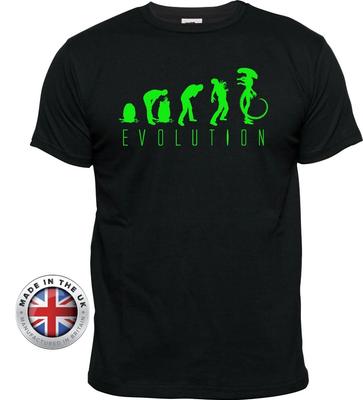 Alien Tshirt Alien Evolution Black Printed T Shirt. Unisex or Women's Fitted