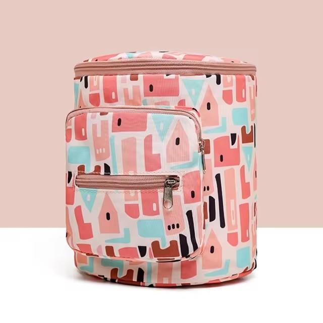 Baby Stroller Organizer Bag, Large Capacity Cartoon Print Mummy Bag, Portable Hanging Storage Caddy with Bottle Holder for Travel