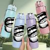 1PC Big Glossy Lips Mouth Art Print 750ml Color Plastic Sports Water Bottle Leakproof Flip Straw Lid Suitable for Sports Office Home Use