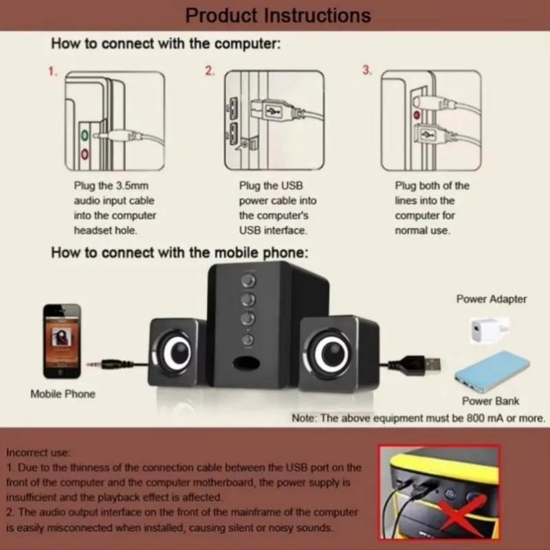 Evrensel Tam Aralıklı 3D PC Hoparlör Kutusu Ses Çubuğu Stereo Subwoofer Bas DJ Müzik Bilgisayar Hoparlörleri USB Dizüstü Telefon TV için