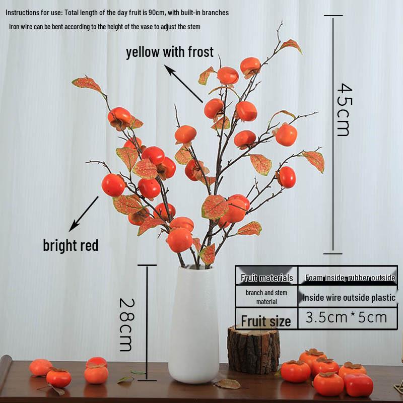 Persimmon Ruyi Ornament: Artificial Persimmon Tree Branches for Home or Hotel Decoration