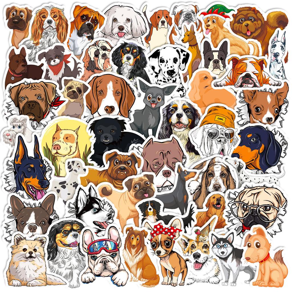 50 Husky Corgi German Shepherd Shar Pei Dachshund Multi-Series Graffiti Dog Mix And Match Stickers