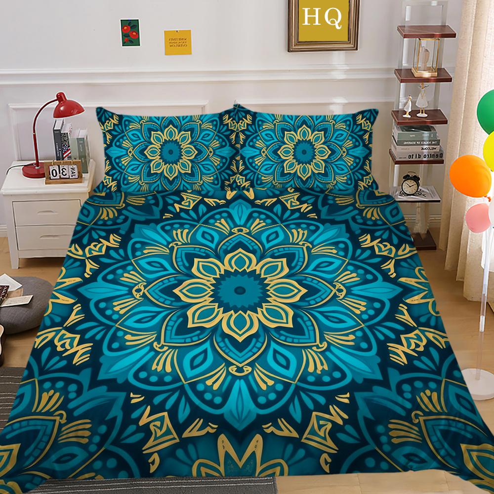 3D Beautiful Mandala Printing Woman Bed Set Cover Double Size Duvet Cover Polyester Comforter Cover Suit