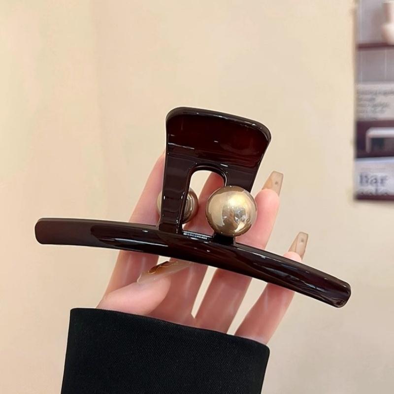 Große rote Perlenhaarspange für Damen Mädchen Kopfschmuck Einfache Haarnadel Haarvolumen Hai-Klammer Haarspange Hinterkopf Haaraccessoires