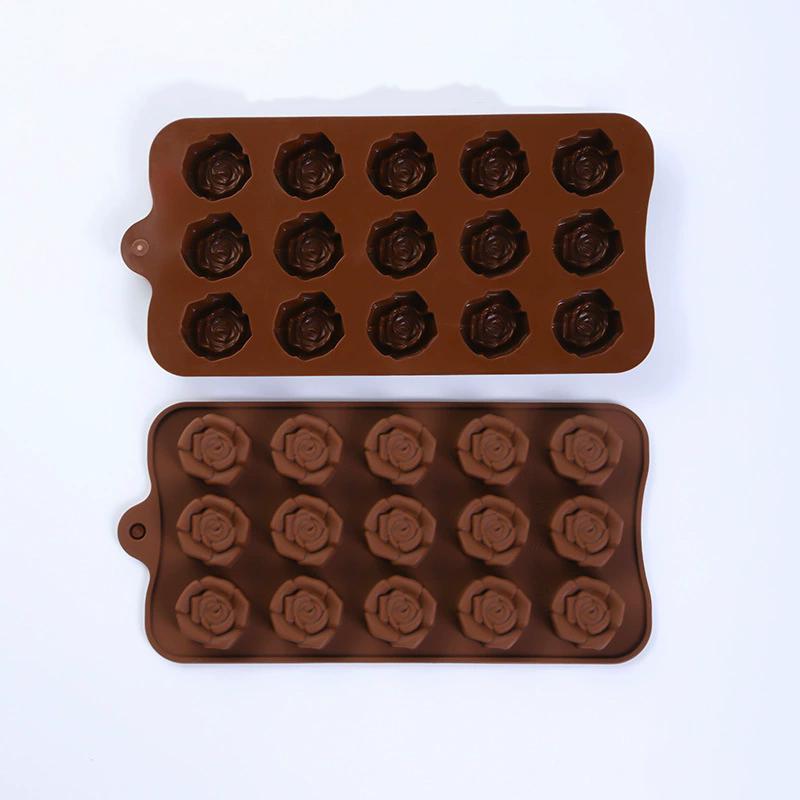 

WTEMPO 2pcs Silicone Flower Molds Non-Stick Floral Chocolate Candy Molds DIY Baking Molds for Making Chocolate Soap Cookies Cakes Pudding YK-45-89*2pcs коричневий