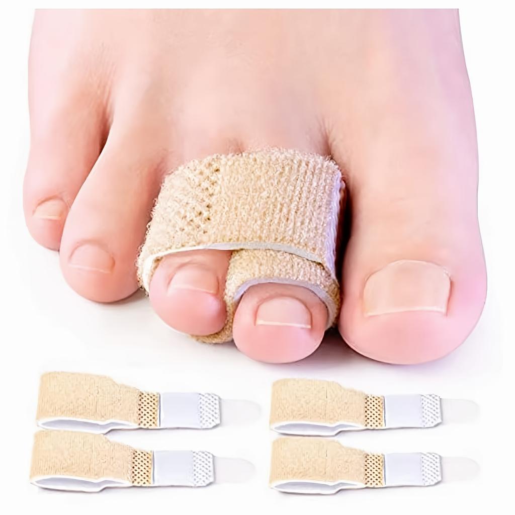 [4pcs Toe Support] 4pcs Adjustable Polyester Toe Support Braces | Reusable Fracture Straps for Hammer, Crooked & Overlapping Toes, Comfortable Fit