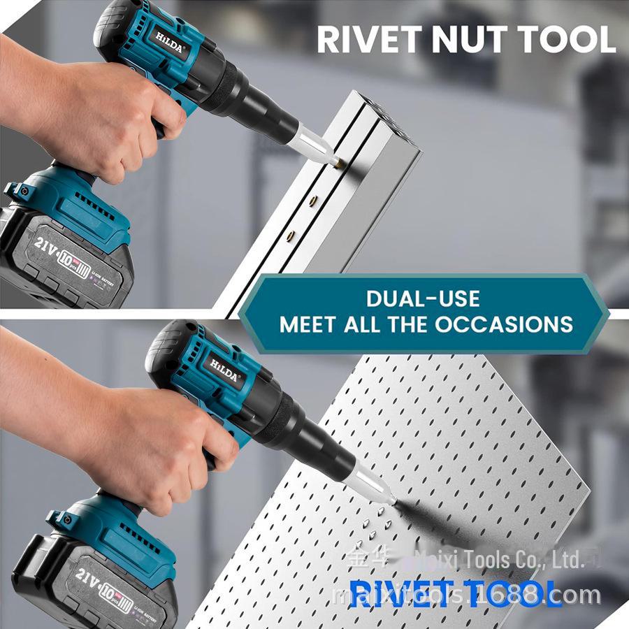 HILDA Brushless Portable Stainless Steel Rivet Gun with Lithium Battery