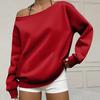 Felpa da donna a spalle scoperte, manica lunga, vestibilità larga, colore, pullover casual
