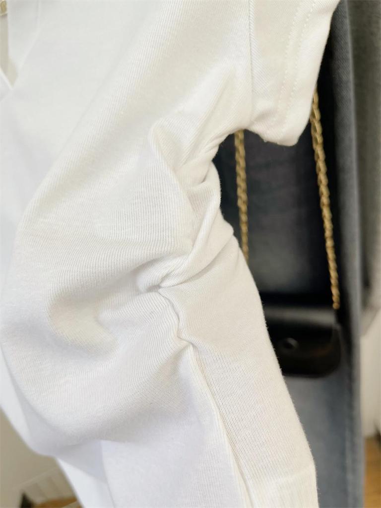 Women's Irregular Pleated Short Sleeve Cotton Polo Shirt