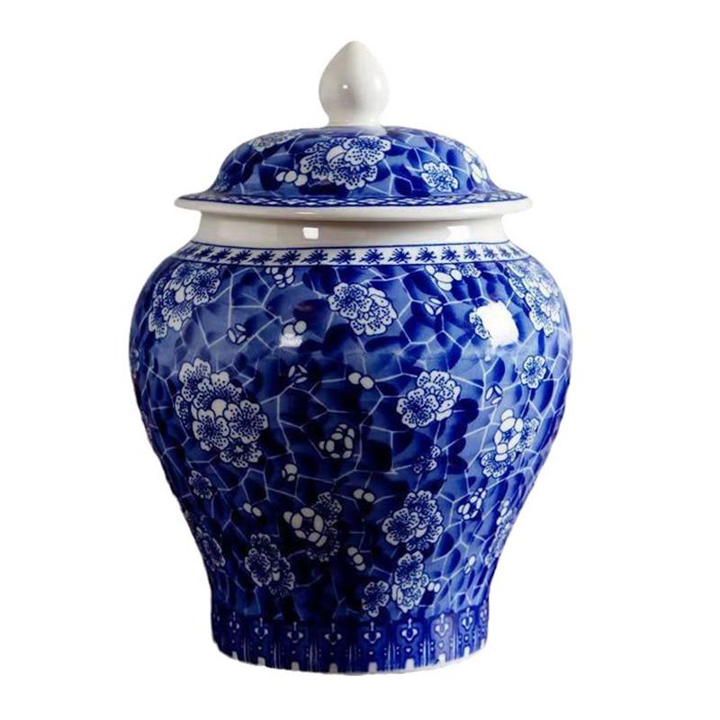 Blue and White Porcelain Ceramic Tea Pot General Can Sealed Storage Tank Small Storage Tea Pot Container Organizer Box