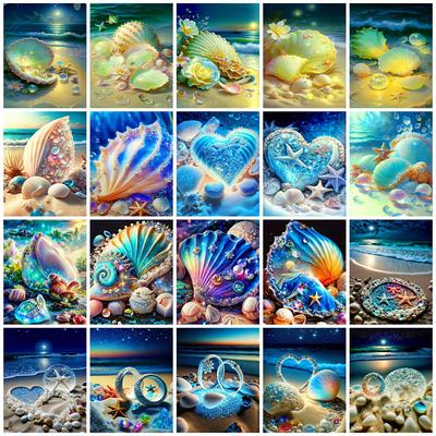 Voll Quadratisch/Rund Diamantmalerei Mosaik Küste Strand Stickerei Kreuzstich Muschel Landschaft Heimdeko
