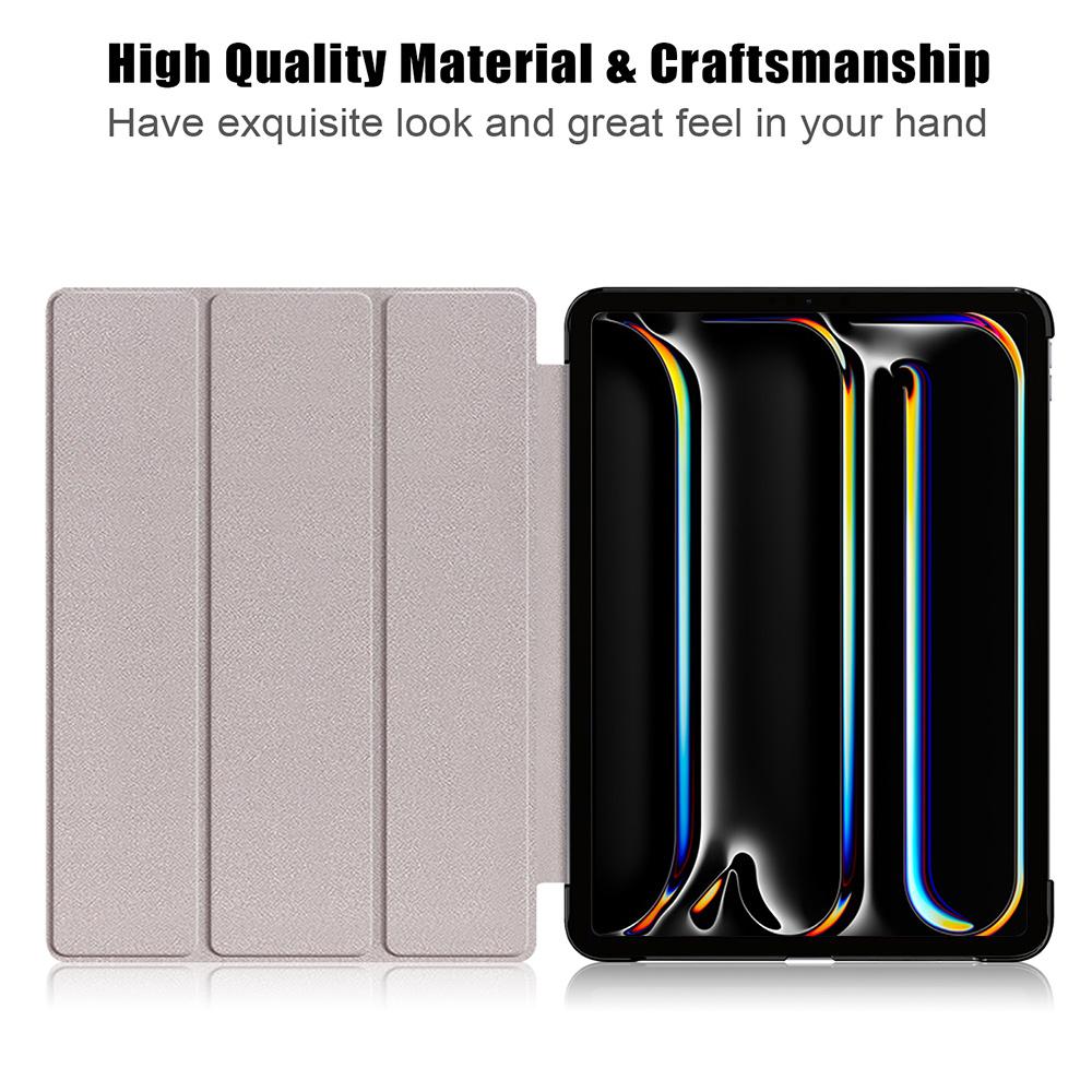Triple-fold Protective Drop Resistant Painted PU Leather Ultra-thin Hard Case for iPad Pro 11-Inch 2024