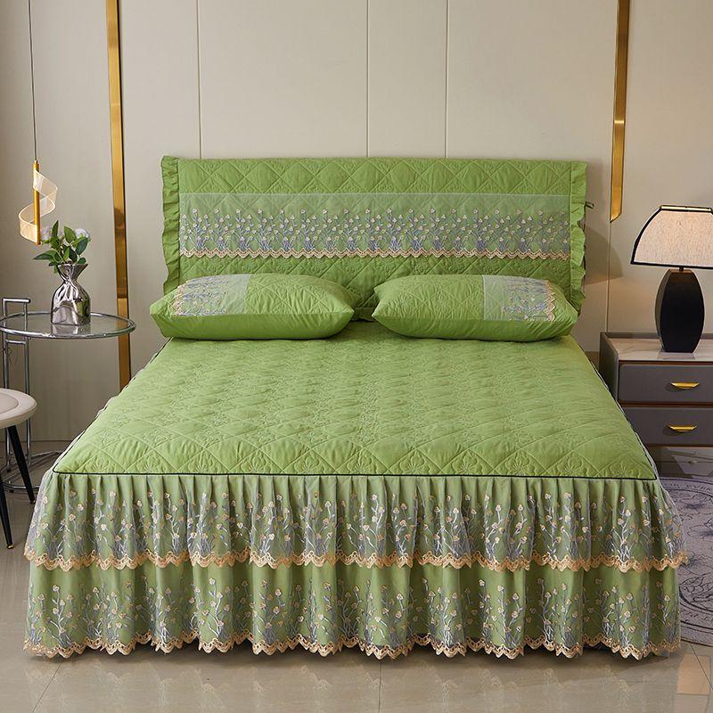 3PCS Vintage Floral Lace Bed Skirt,Elegant Bedroom Decor with Delicate Edges & Romantic Ambiance, Bed Room Decor And Accessories,Home Decoration