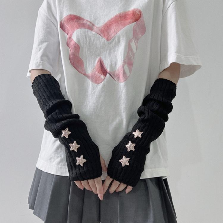 Subculture Arm Gloves Arm Covers Anime Party Fingerless Gloves for Dancing Party Arm Sleeves Teens Girl Arm Cover