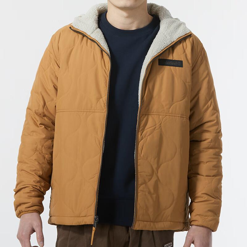 Timberland Solid Logo Outdoor Windproof Reversible Fleece Jacket Men Jacket Wheat A2JC8-P47