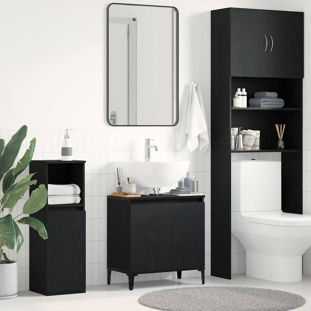 vidaXL Waschbeckenschrank Schwarz Eichen-Optik 58 x 33 x 60 cm schwarz