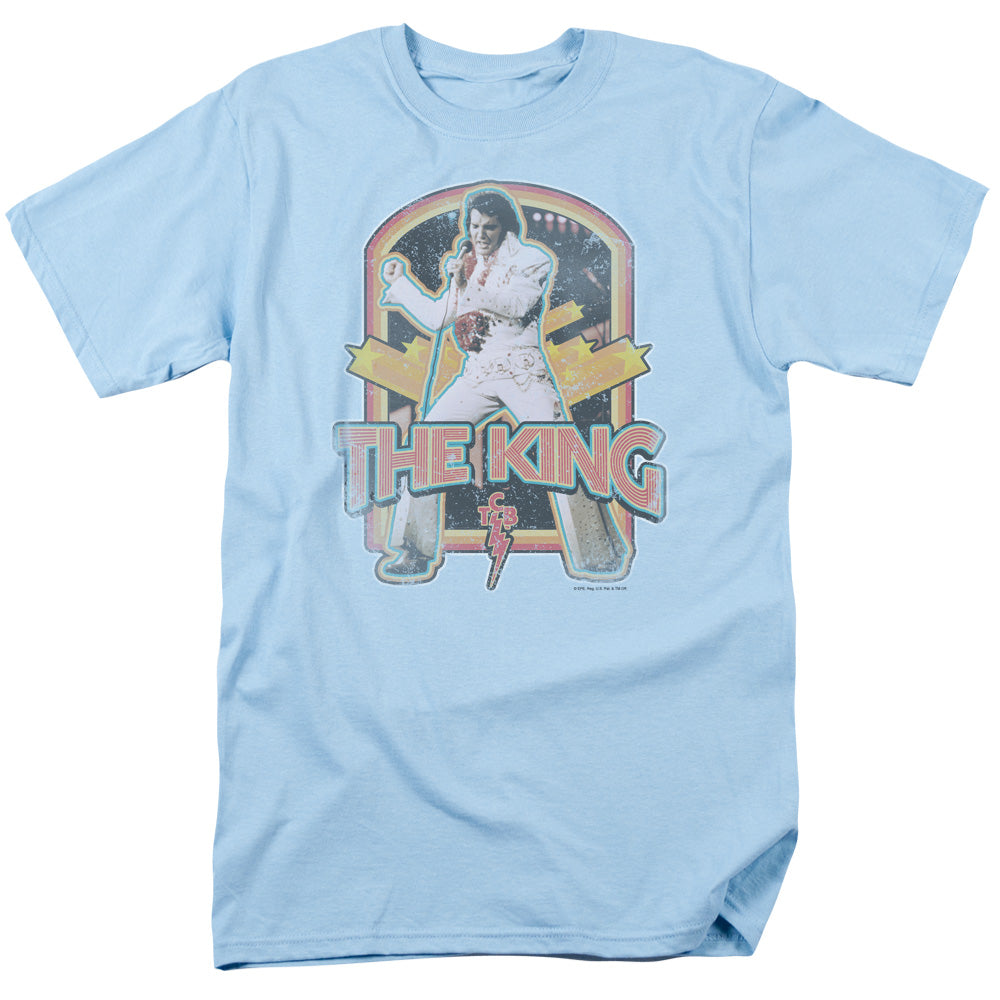 Elvis Presley Distressed King Mens T Shirt Light Blue Officially Licensed S