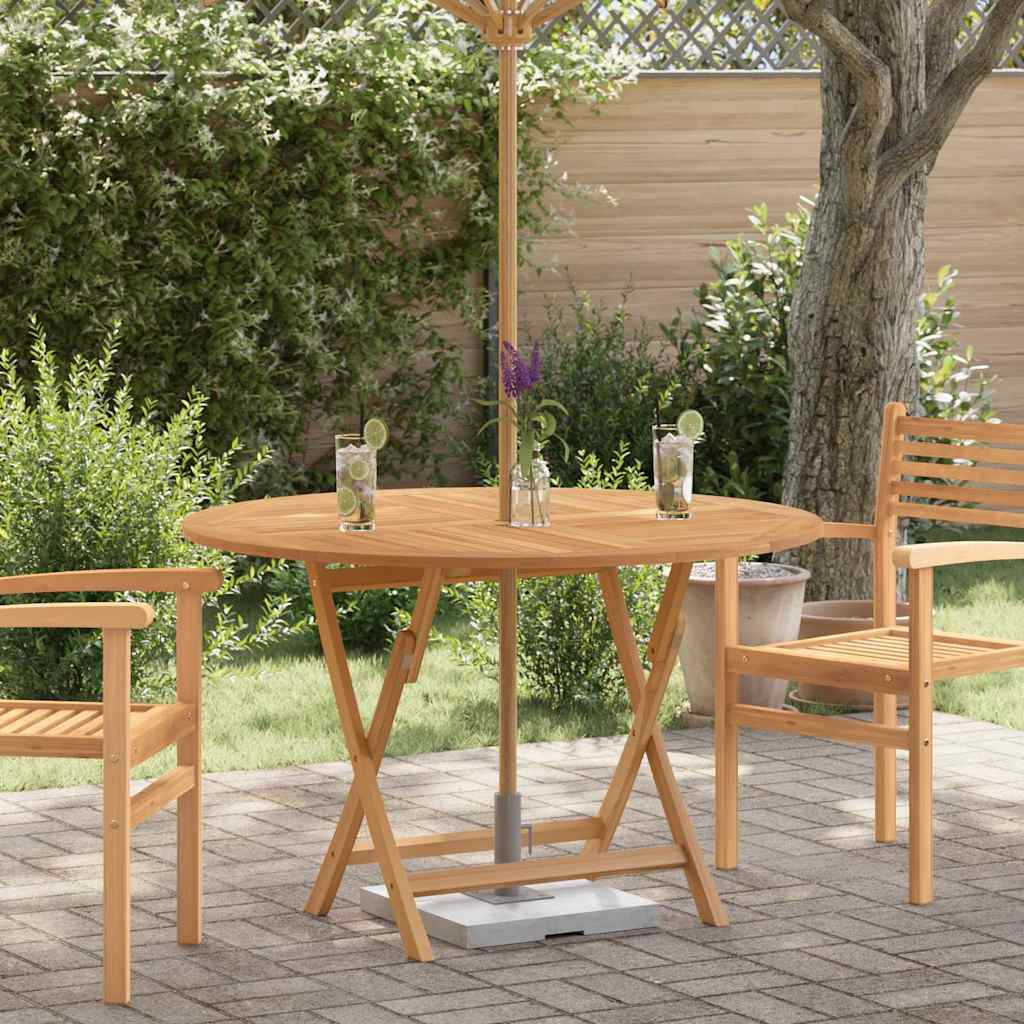 Foldable Garden Table Ø 110 X 75 Cm Solid Teak Wood