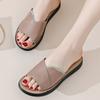 ~ Medium leather cool slippers low heel flat bottom mother slippers non-slip soft bottom summer wear fashion sandals